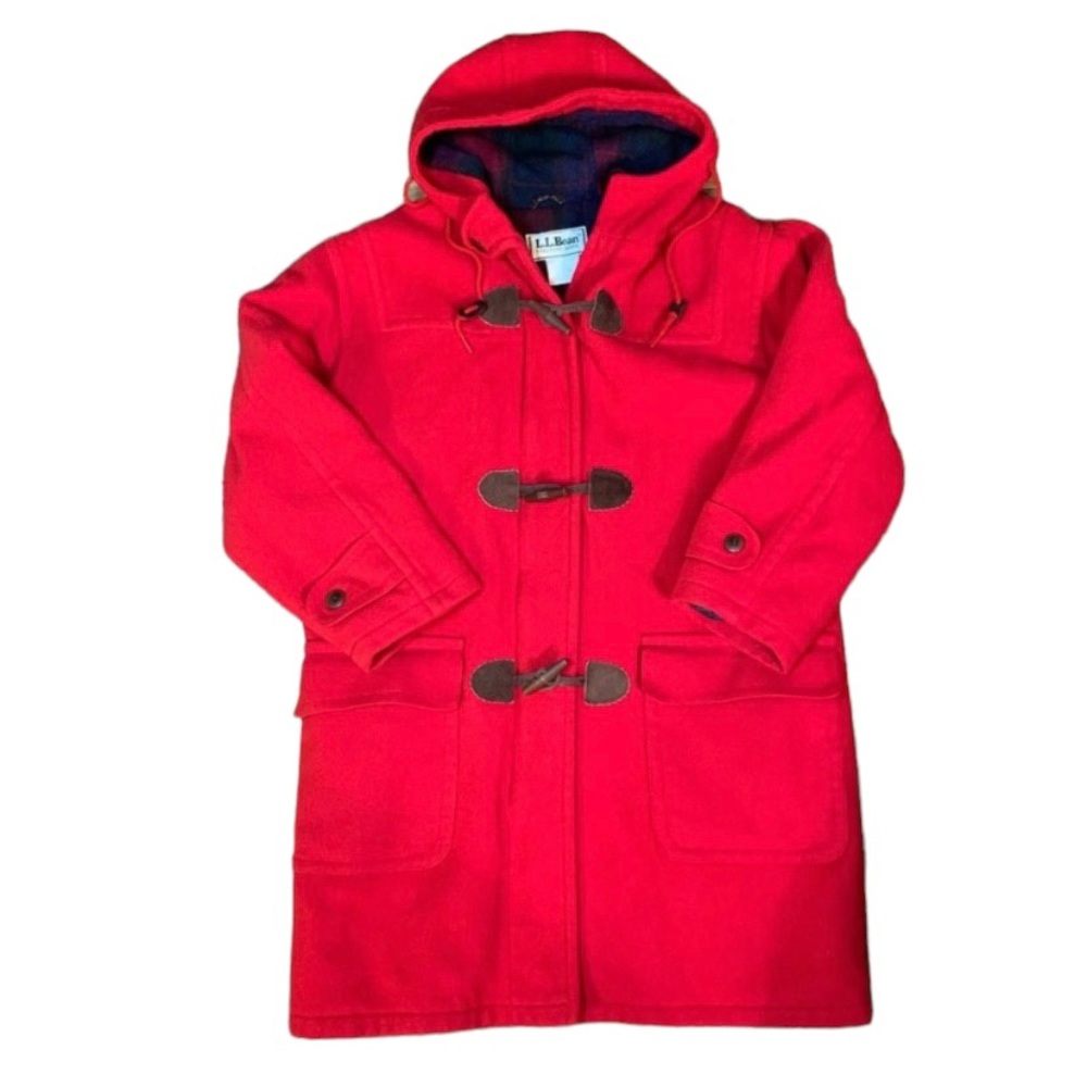 Women’s Vintage LL Bean Red Wool Coat With Hood